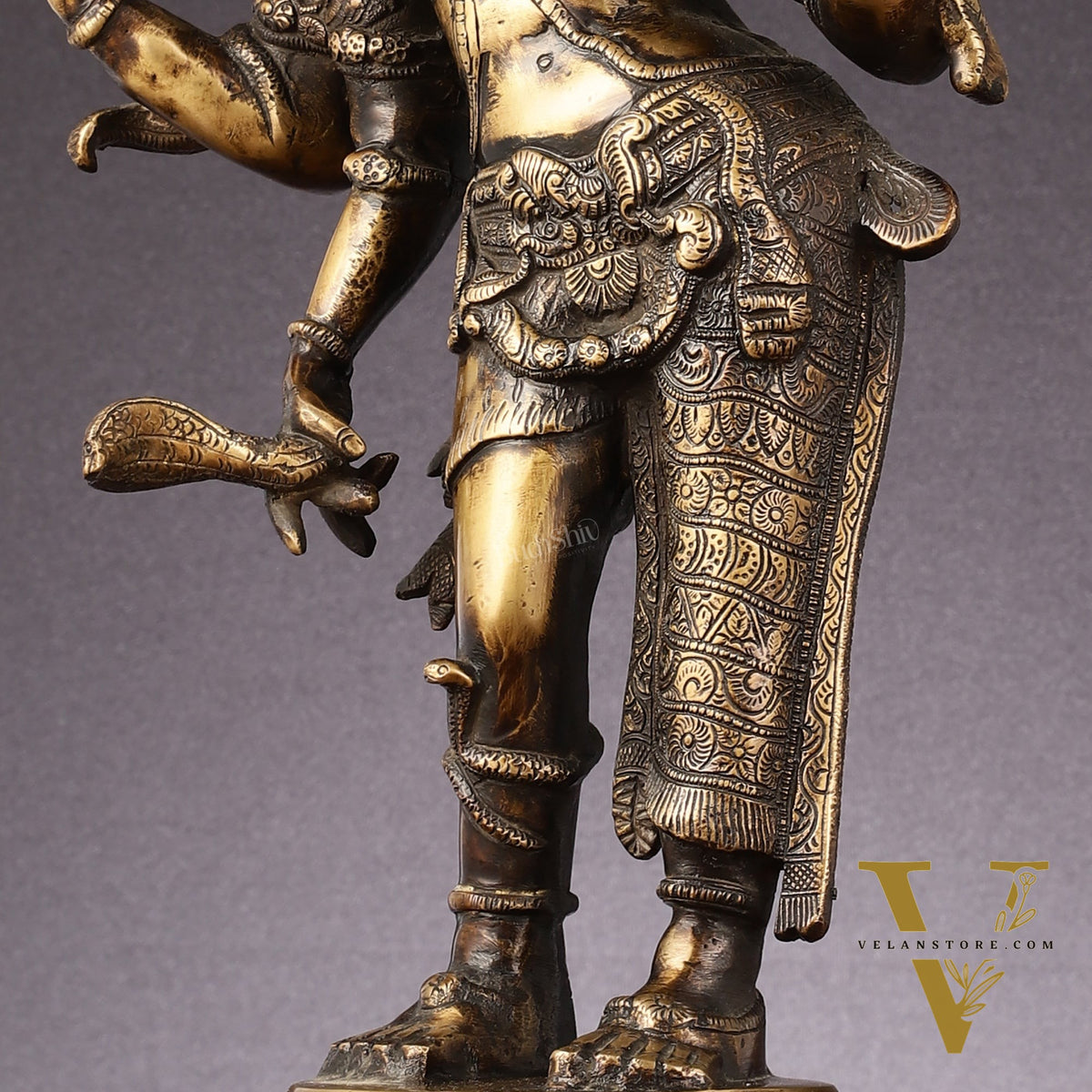 Pure Brass Antique Tone Ardhanarishwara Statue - 20 inch