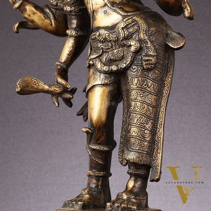 Pure Brass Antique Tone Ardhanarishwara Statue - 20 inch