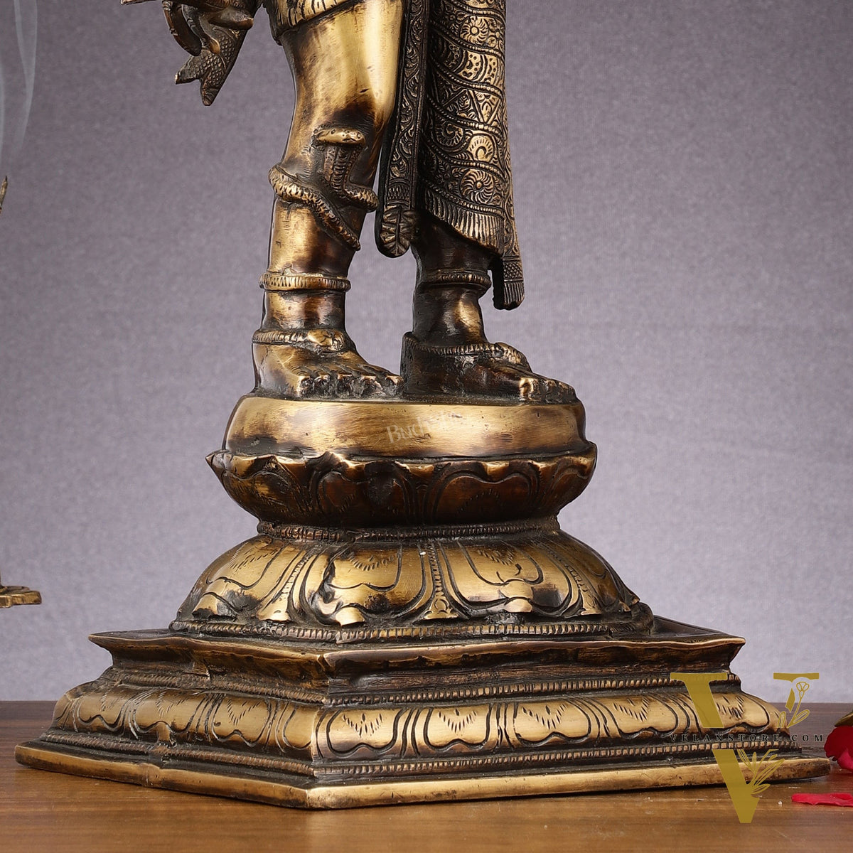 Pure Brass Antique Tone Ardhanarishwara Statue - 20 inch