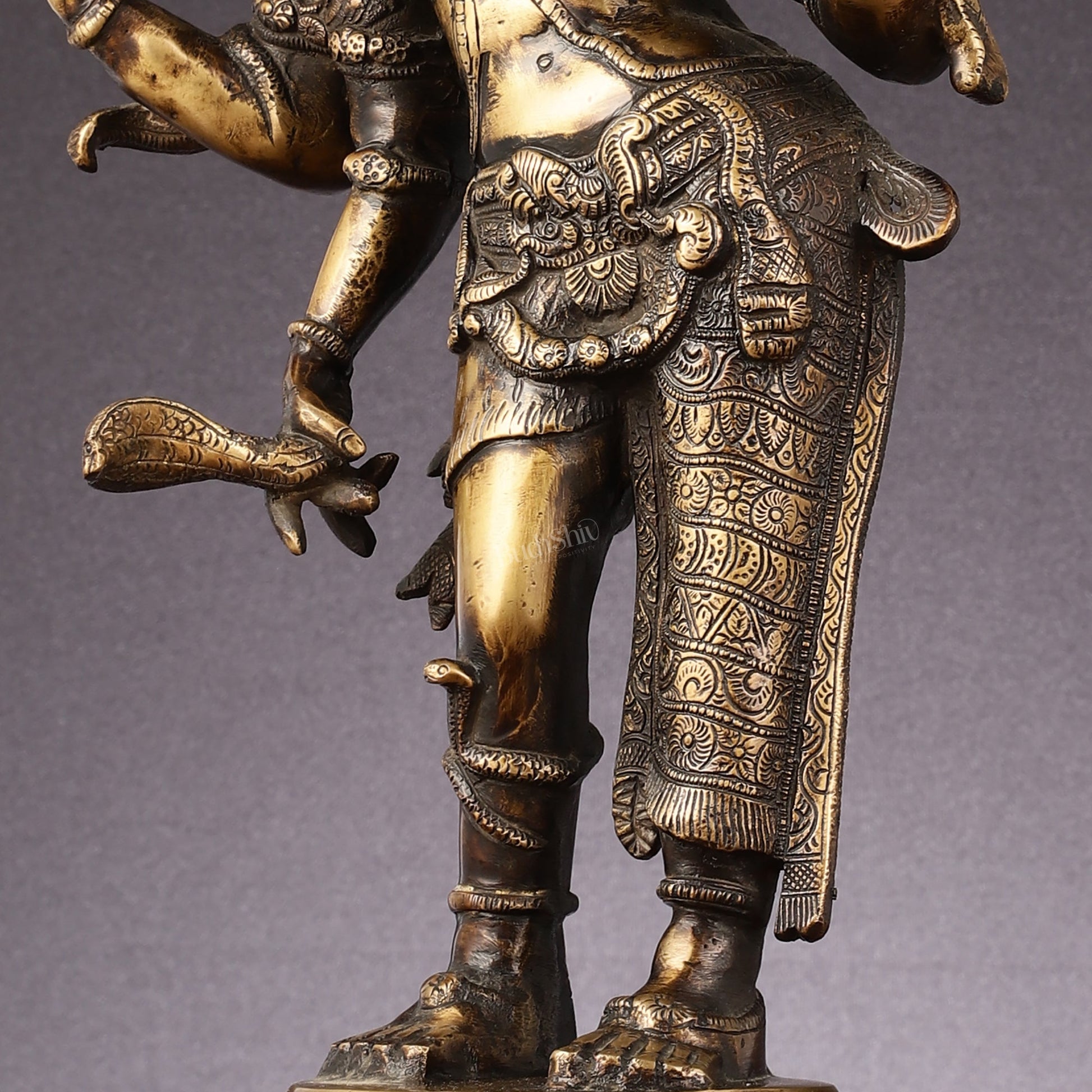 Pure Brass Antique Tone Ardhanarishwara Statue - 20 inch