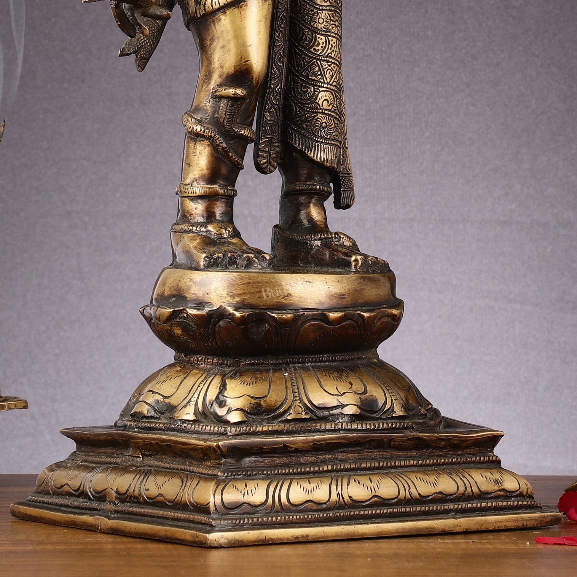 Pure Brass Antique Tone Ardhanarishwara Statue - 20 inch