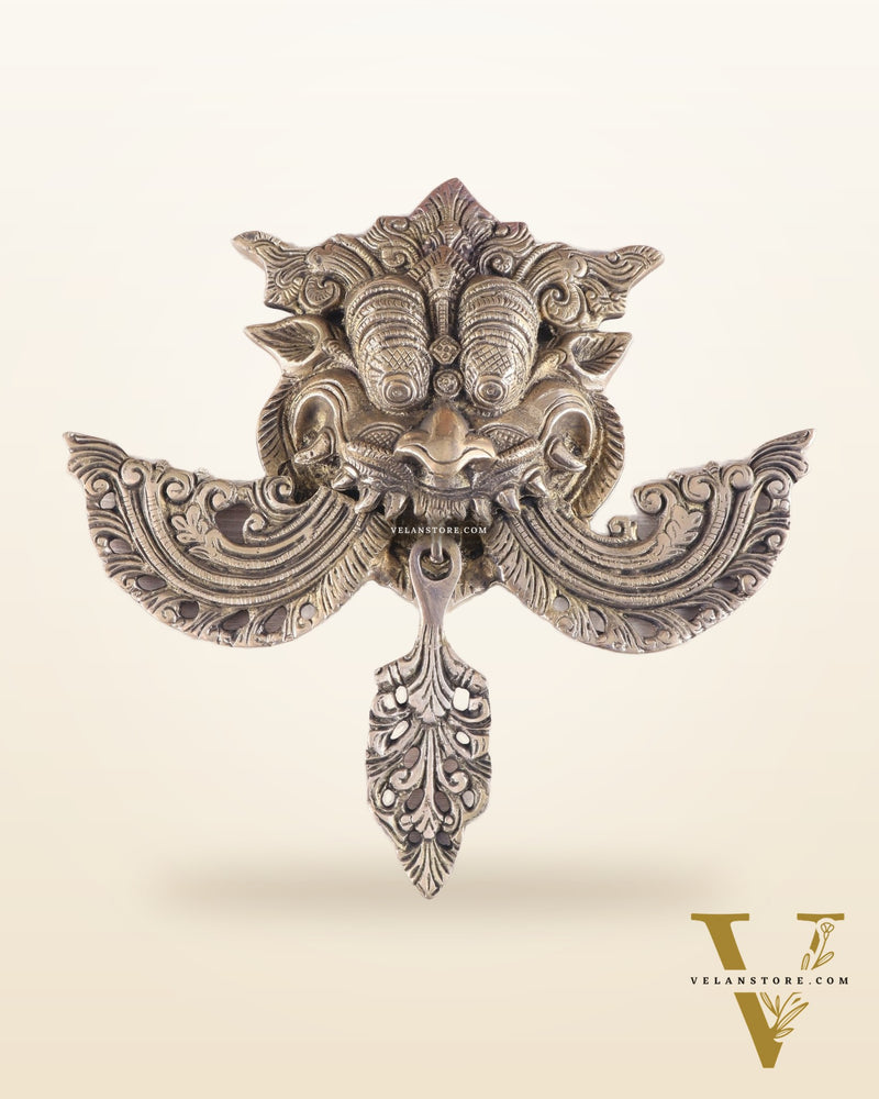 Pure Brass antique tone Kirtimukha Yali Wall Hanging - 11" Height