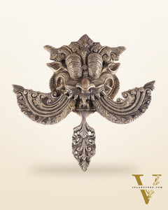 Pure Brass antique tone Kirtimukha Yali Wall Hanging - 11" Height