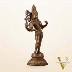 Pure Brass Ardhanarishwara Half Shiva Half Parvati Vintage Sculpture - 16.5"