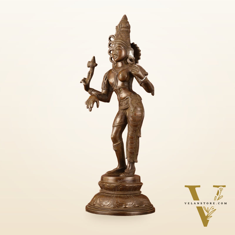 Pure Brass Ardhanarishwara Half Shiva Half Parvati Vintage Sculpture - 16.5"