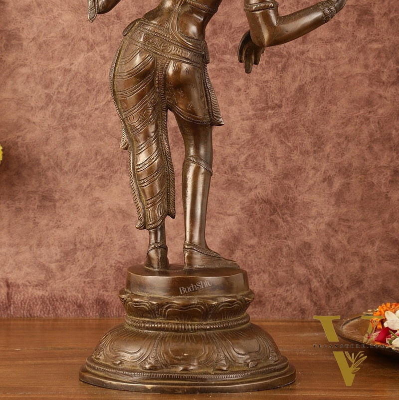 Pure Brass Ardhanarishwara Half Shiva Half Parvati Vintage Sculpture - 16.5"