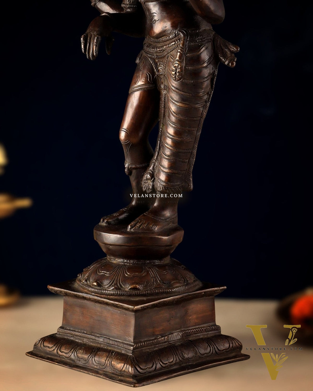Pure Brass Ardhanarishwara Sculpture – Dark Chocolate Finish, 20.8"