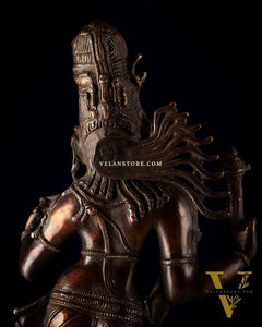 Pure Brass Ardhanarishwara Sculpture – Dark Chocolate Finish, 20.8"