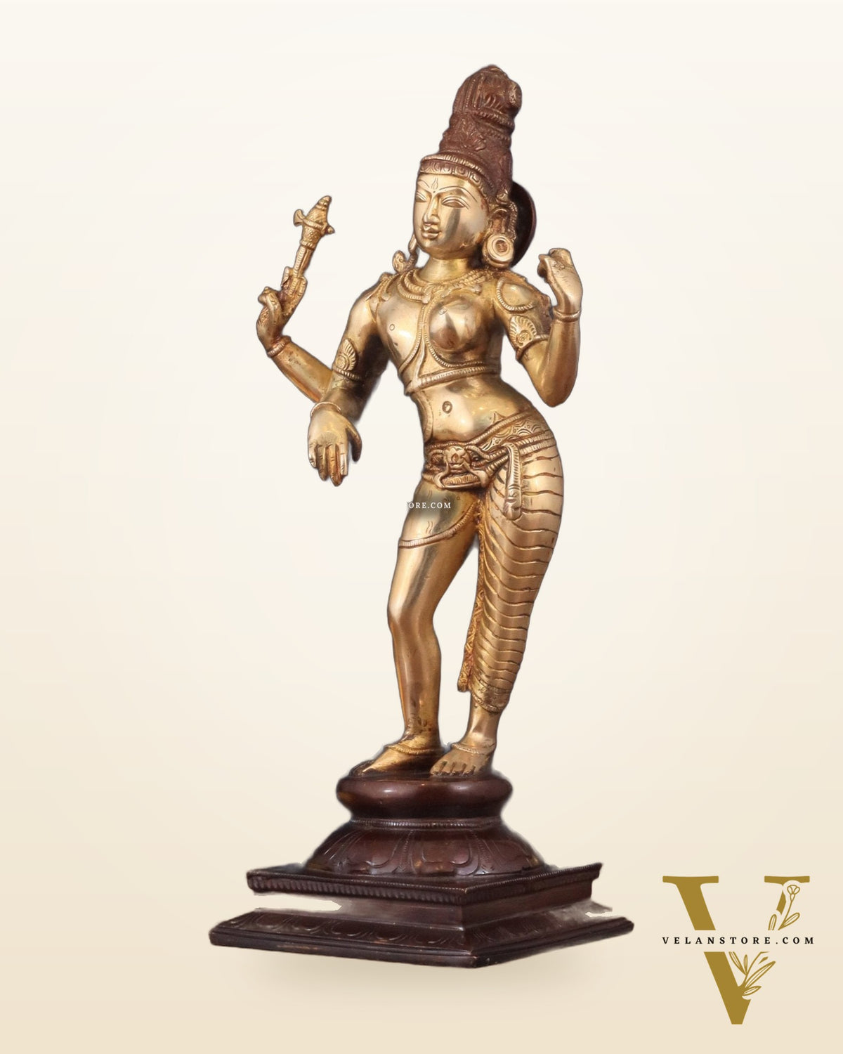 Pure Brass Ardhanarishwara Shiv Parvati Sculpture - 15.2 inch