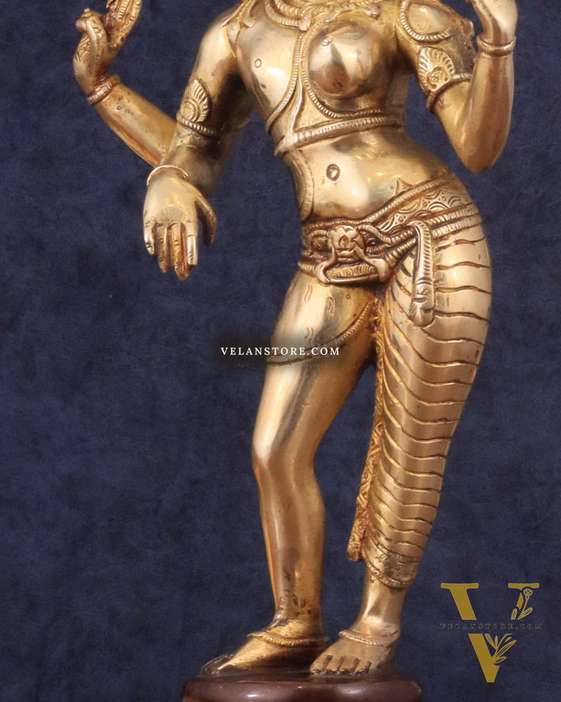 Pure Brass Ardhanarishwara Shiv Parvati Sculpture - 15.2 inch