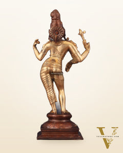 Pure Brass Ardhanarishwara Shiv Parvati Sculpture - 15.2 inch