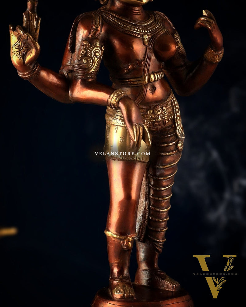 Pure Brass Ardhanarishwara Statue – Half Shiva Half Parvati, Dual Tone Chola Finish, 19" Tall