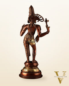 Pure Brass Ardhanarishwara Statue – Half Shiva Half Parvati, Dual Tone Chola Finish, 19" Tall