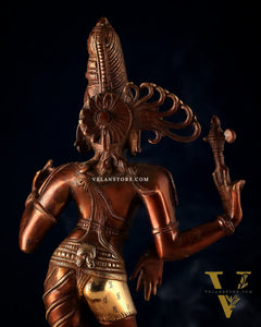 Pure Brass Ardhanarishwara Statue – Half Shiva Half Parvati, Dual Tone Chola Finish, 19" Tall