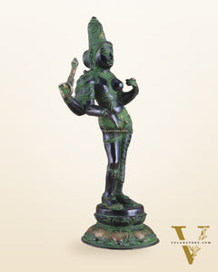 Pure Brass Ardhanarishwara Vintage black green - 12.5 Inch