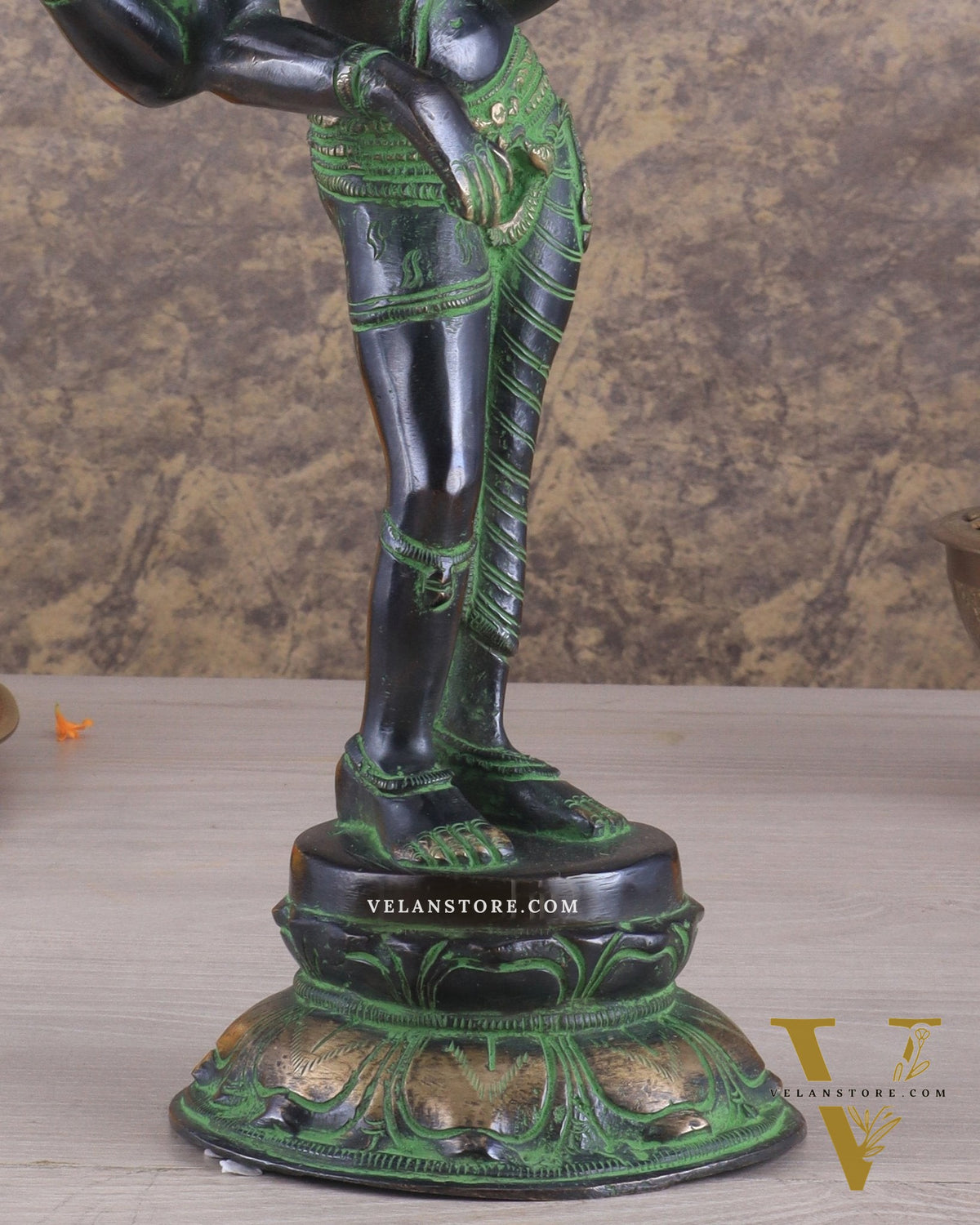 Pure Brass Ardhanarishwara Vintage black green - 12.5 Inch