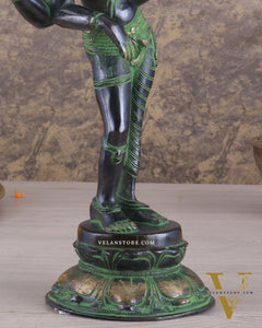 Pure Brass Ardhanarishwara Vintage black green - 12.5 Inch