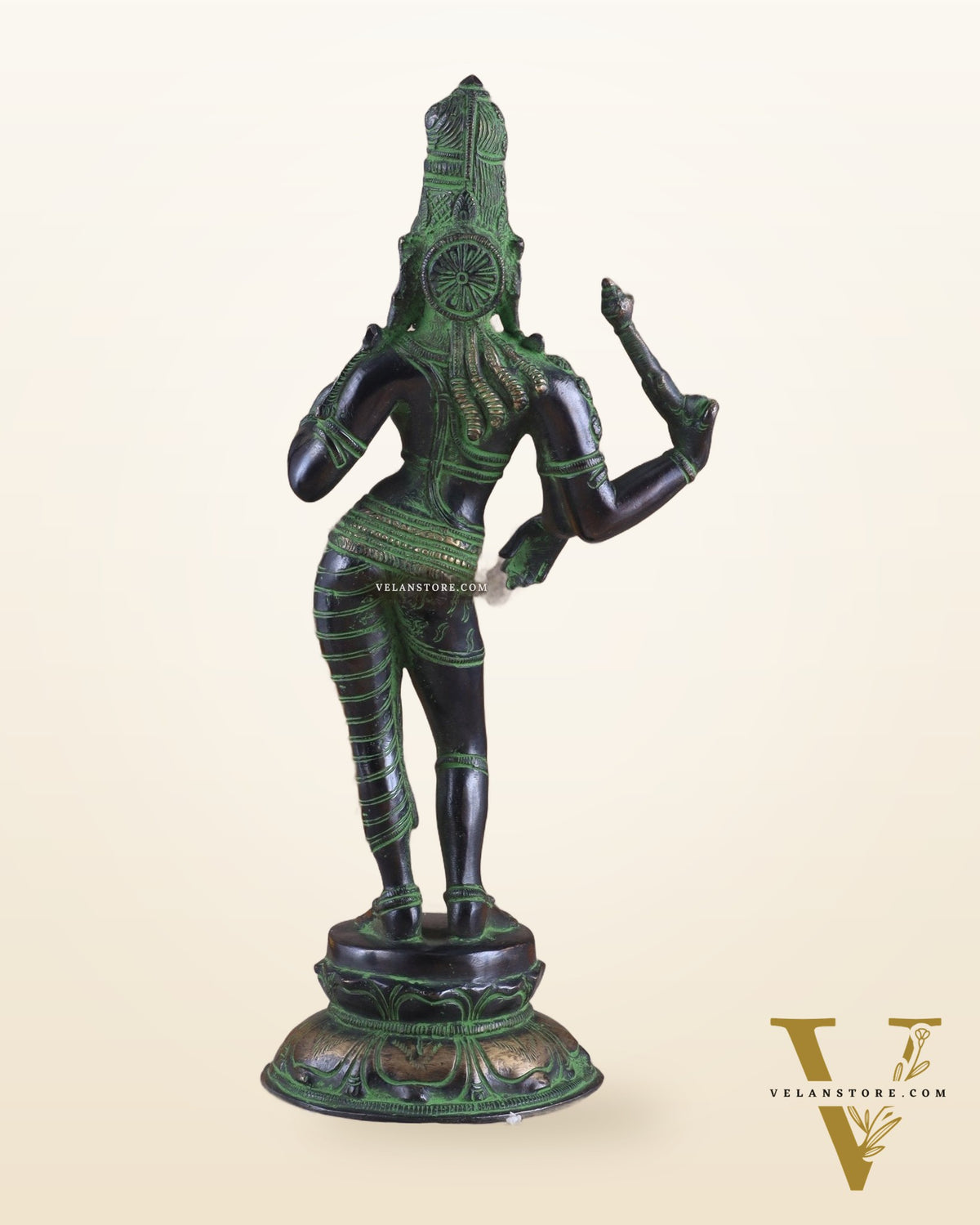 Pure Brass Ardhanarishwara Vintage black green - 12.5 Inch