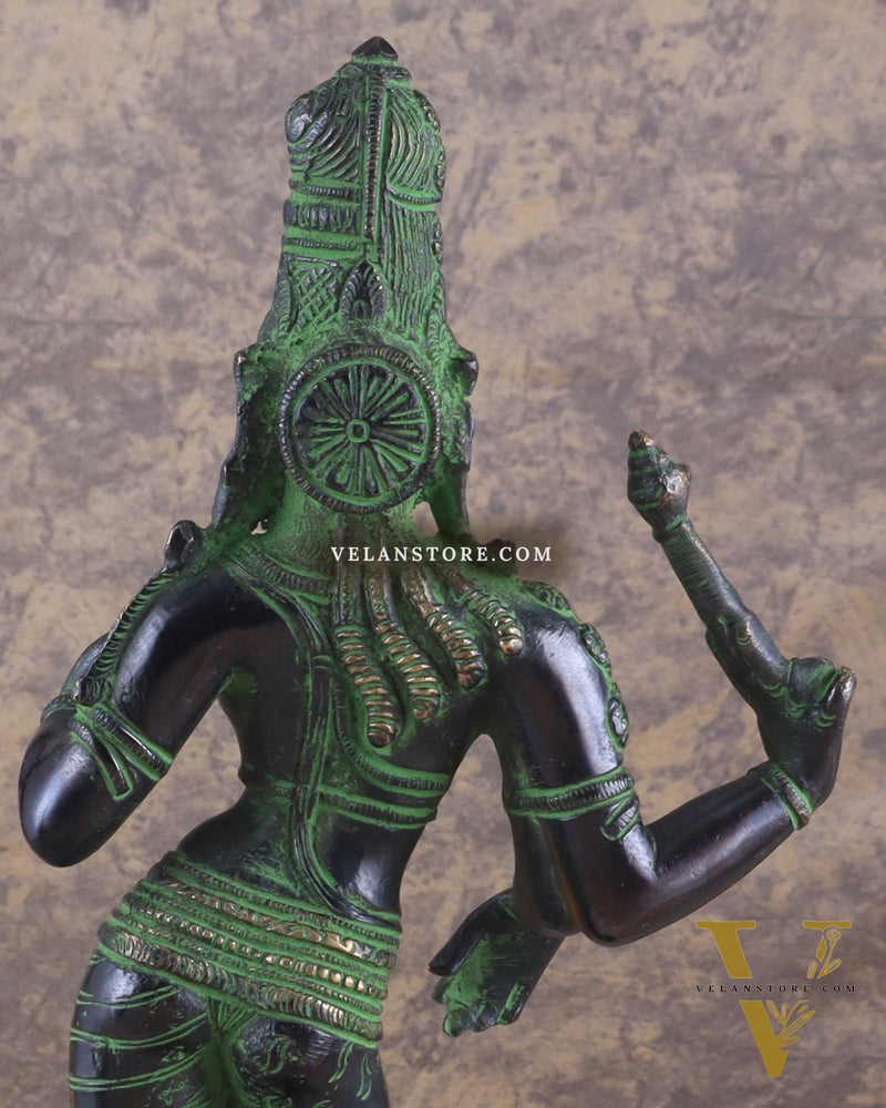 Pure Brass Ardhanarishwara Vintage black green - 12.5 Inch