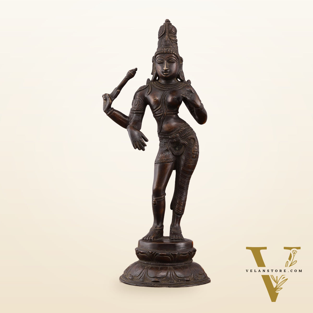 Pure Brass Ardhanarishwara Vintage Crafted Sculpture - 12.5 Inch