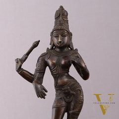 Pure Brass Ardhanarishwara Vintage Crafted Sculpture - 12.5 Inch