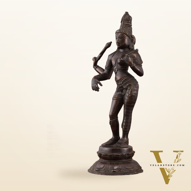 Pure Brass Ardhanarishwara Vintage Crafted Sculpture - 12.5 Inch