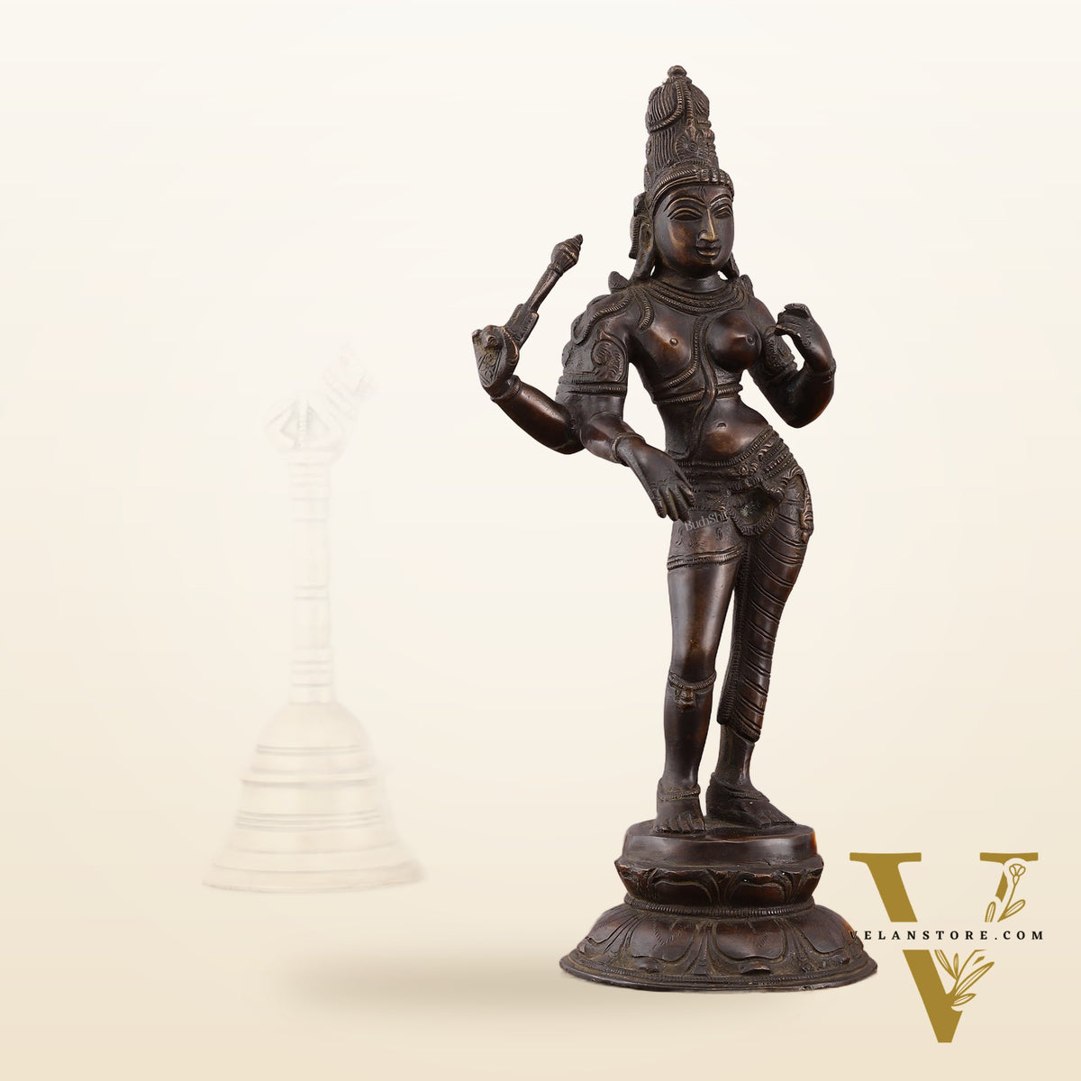 Pure Brass Ardhanarishwara Vintage Crafted Sculpture - 12.5 Inch