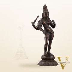 Pure Brass Ardhanarishwara Vintage Crafted Sculpture - 12.5 Inch