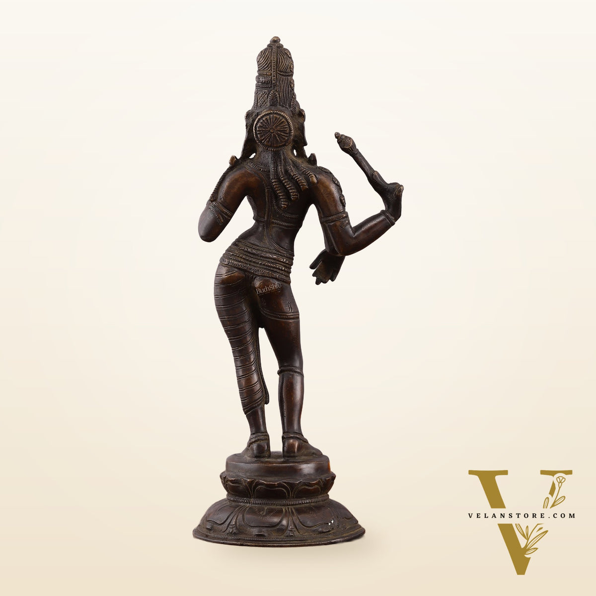 Pure Brass Ardhanarishwara Vintage Crafted Sculpture - 12.5 Inch