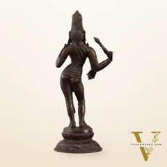 Pure Brass Ardhanarishwara Vintage Crafted Sculpture - 12.5 Inch