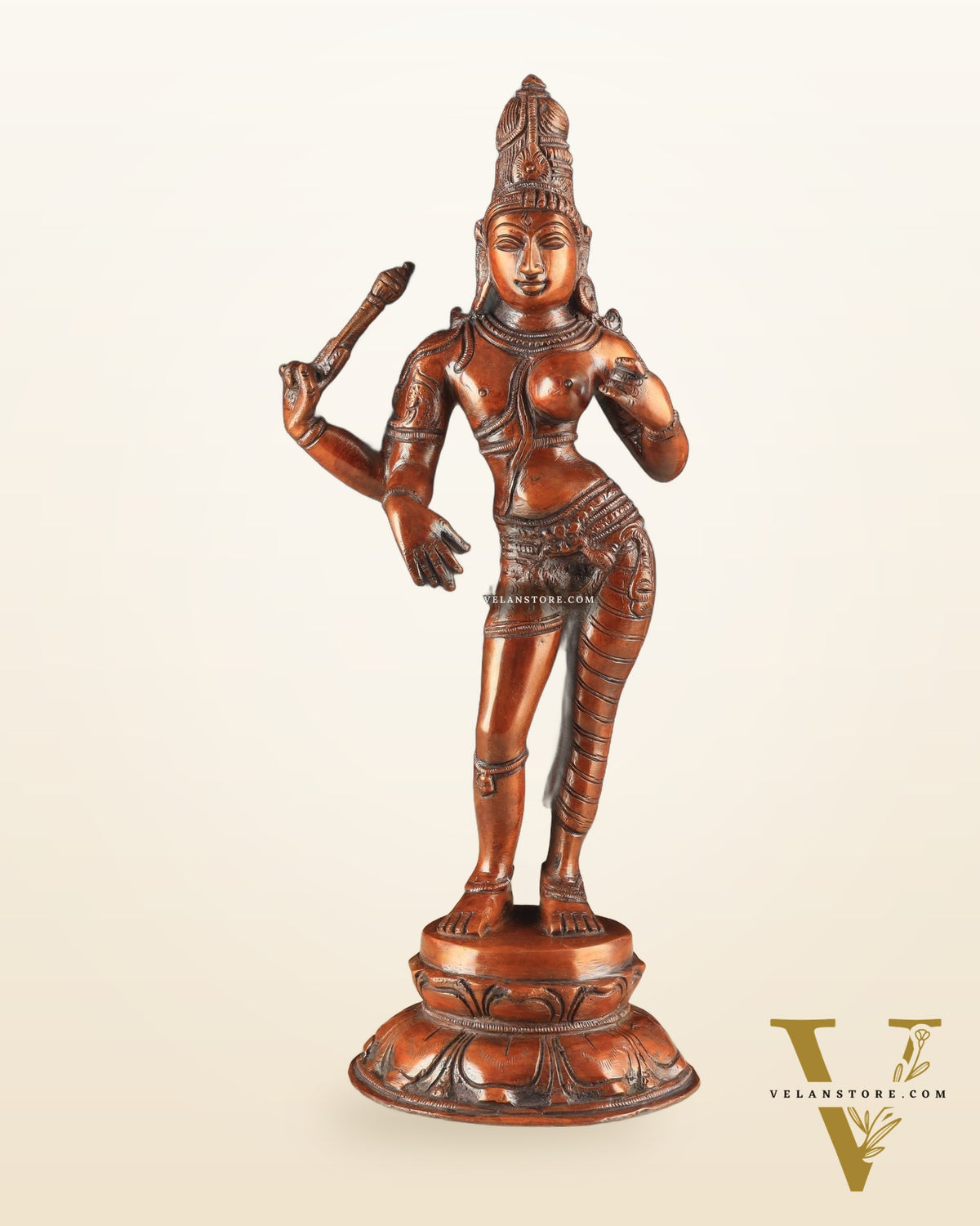 Pure Brass Ardhanarishwara Vintage dark red - 12.5 Inch