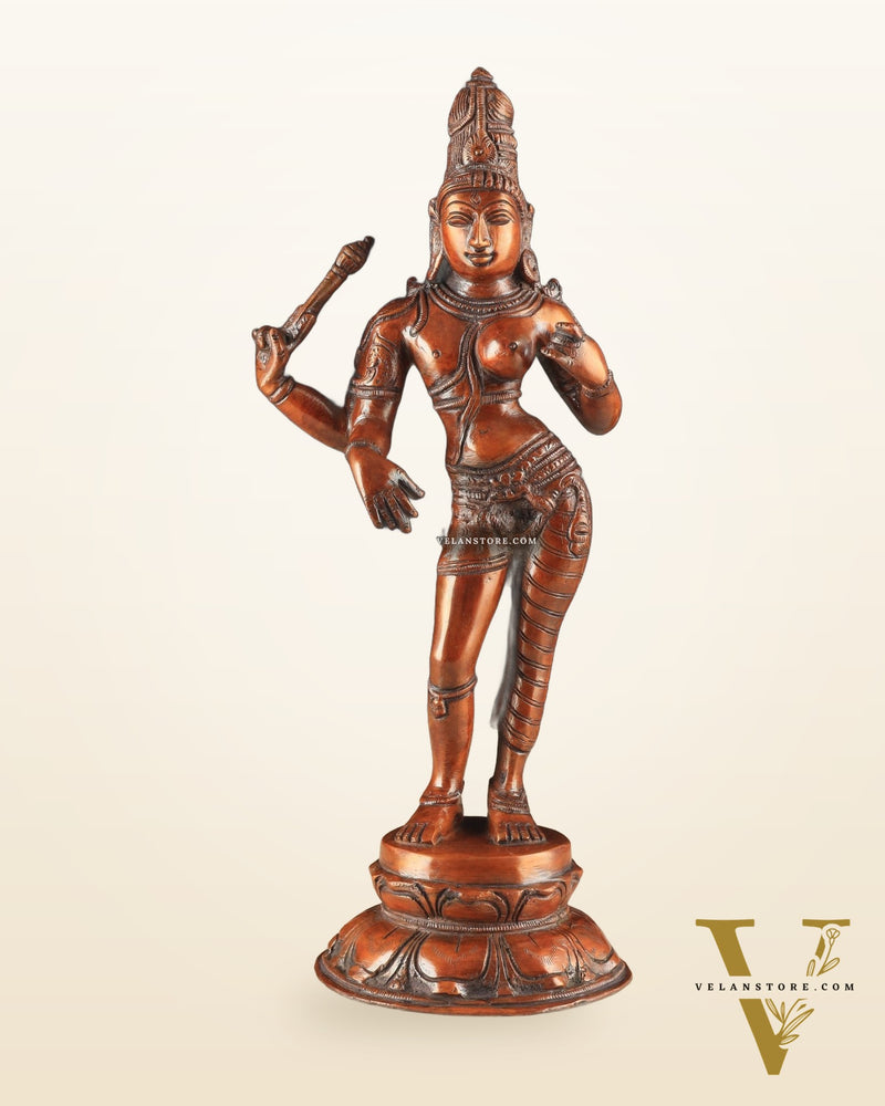 Pure Brass Ardhanarishwara Vintage dark red - 12.5 Inch