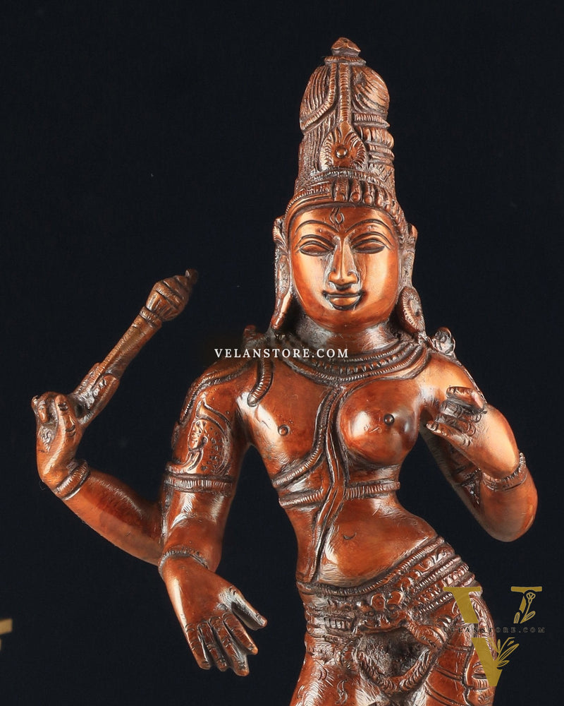 Pure Brass Ardhanarishwara Vintage dark red - 12.5 Inch