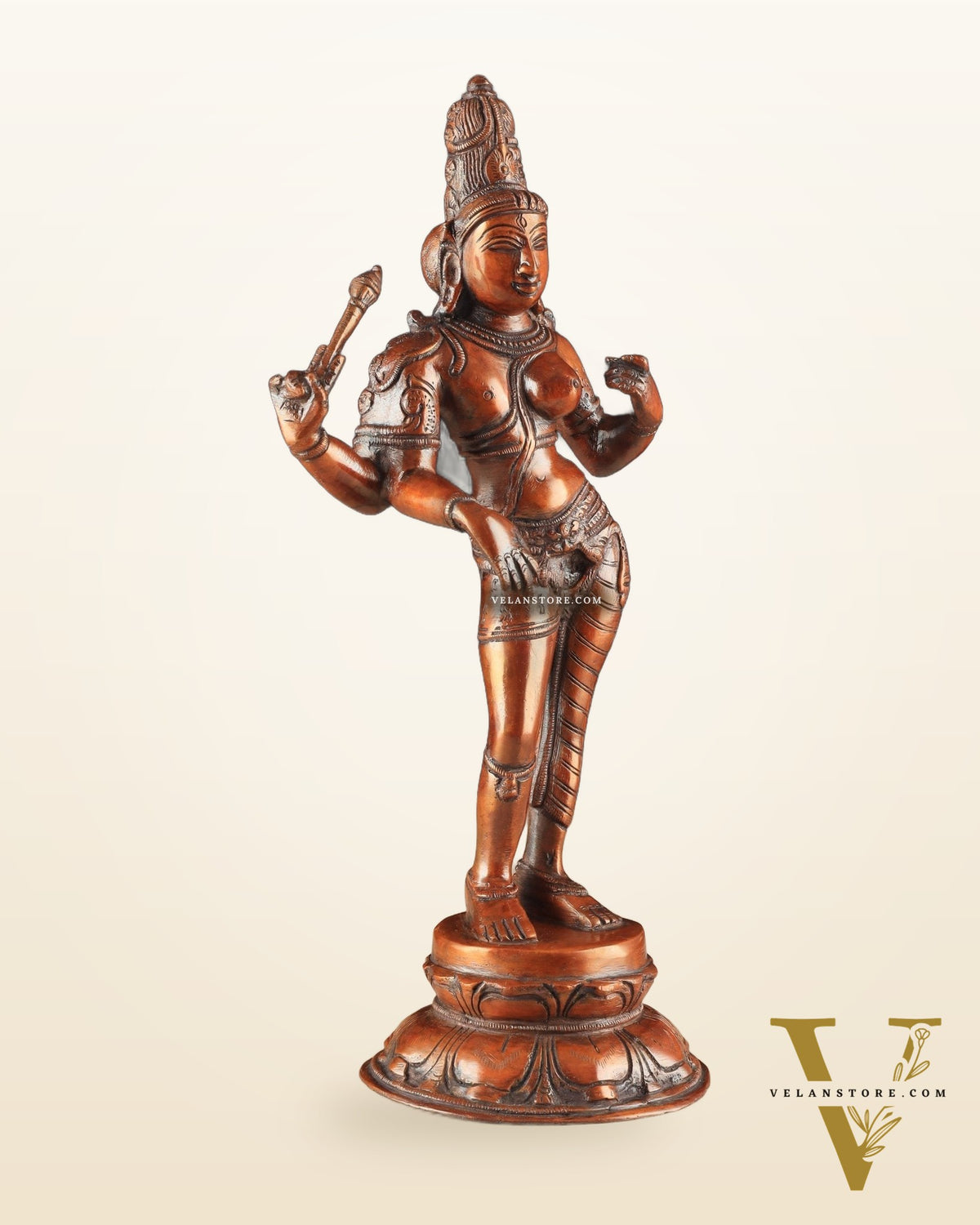 Pure Brass Ardhanarishwara Vintage dark red - 12.5 Inch
