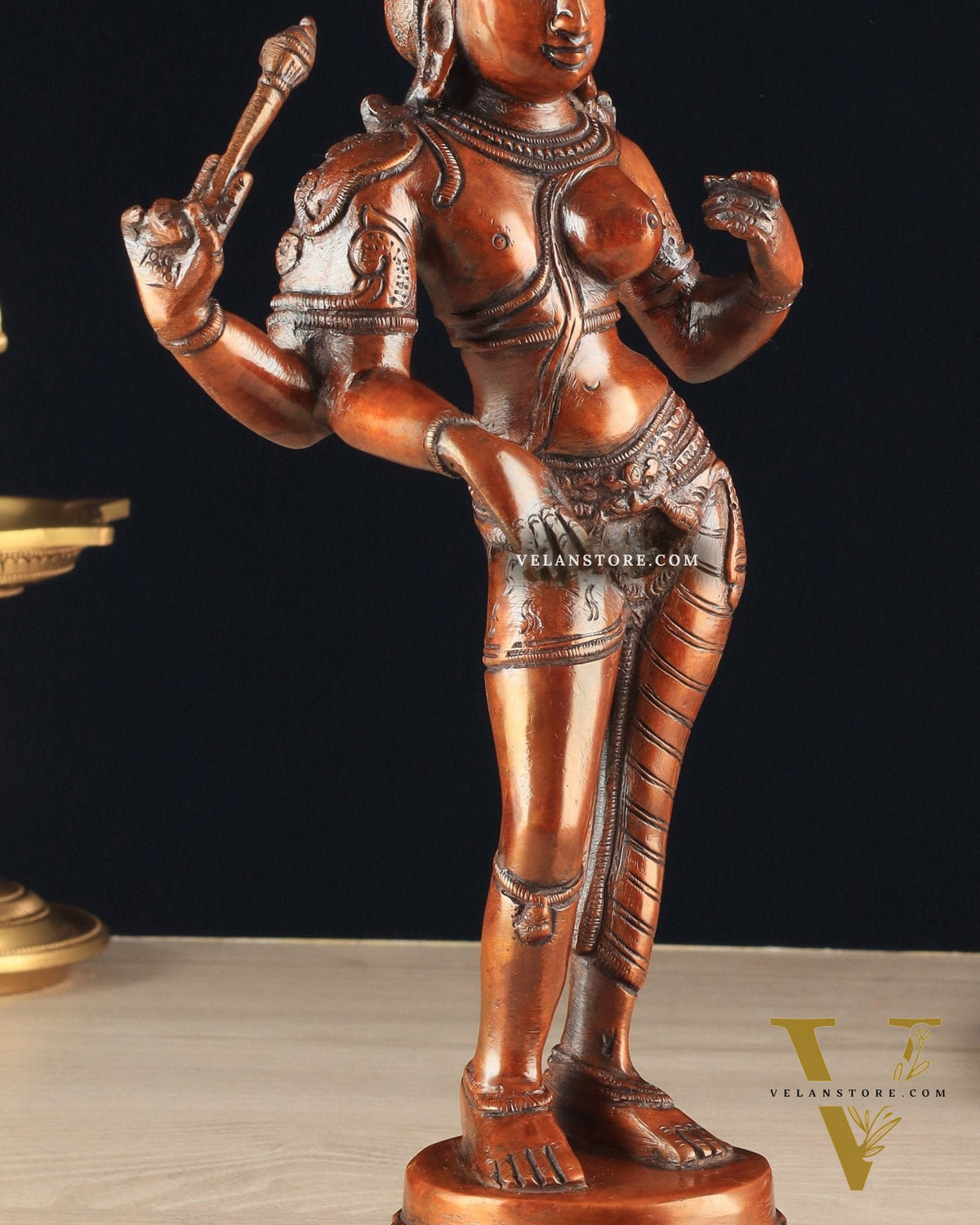 Pure Brass Ardhanarishwara Vintage dark red - 12.5 Inch