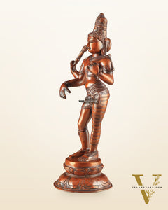 Pure Brass Ardhanarishwara Vintage dark red - 12.5 Inch