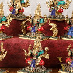 Pure Brass Ashtalakshmi Idols with Stonework - Set of 8 pcs - 5.5 inch
