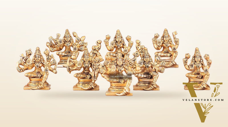 Pure Brass Ashtalakshmi Superfine Idols 2.5"