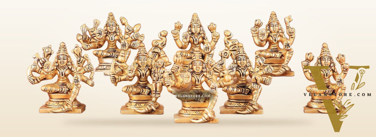 Pure Brass Ashtalakshmi Superfine Idols 2.5"