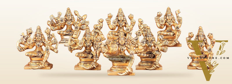 Pure Brass Ashtalakshmi Superfine Idols 2.5"