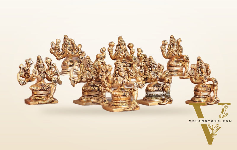 Pure Brass Ashtalakshmi Superfine Idols 2.5"