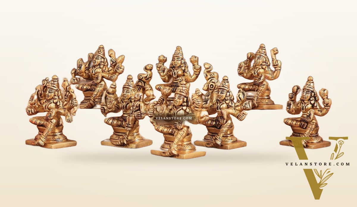 Pure Brass Ashtalakshmi Superfine Idols 2.5"