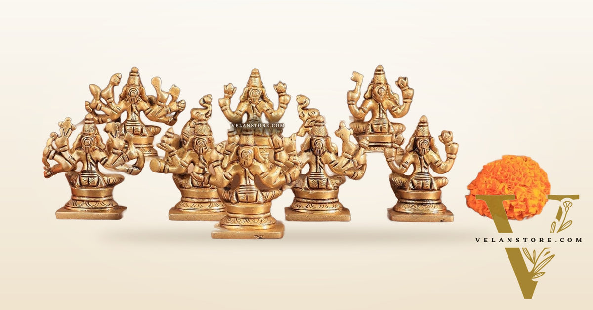 Pure Brass Ashtalakshmi Superfine Idols 2.5"