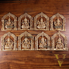Pure Brass Ashtalakshmi Wall Hanging Set with Prabhavali for wall hangings – 9" Height
