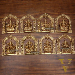 Pure Brass Ashtalakshmi Wall Hanging Set with Prabhavali for wall hangings – 9" Height
