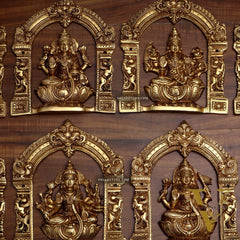 Pure Brass Ashtalakshmi Wall Hanging Set with Prabhavali for wall hangings – 9" Height