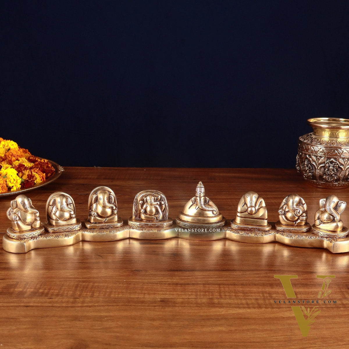 Pure Brass Ashtavinayaka – Eight Forms of Lord Ganesha Idols, 3 inch height