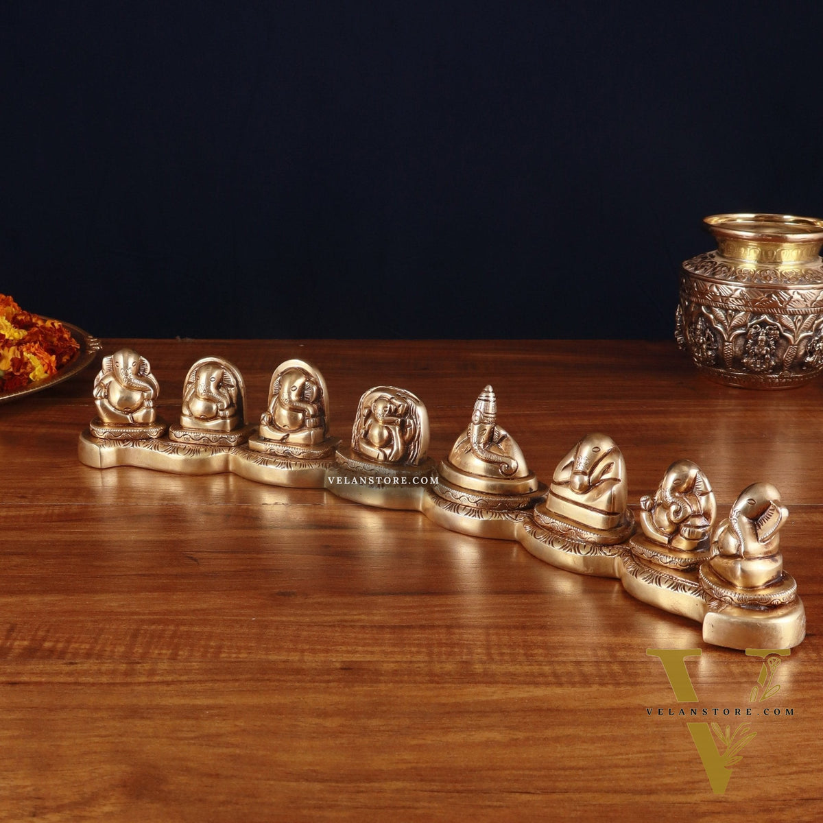 Pure Brass Ashtavinayaka – Eight Forms of Lord Ganesha Idols, 3 inch height
