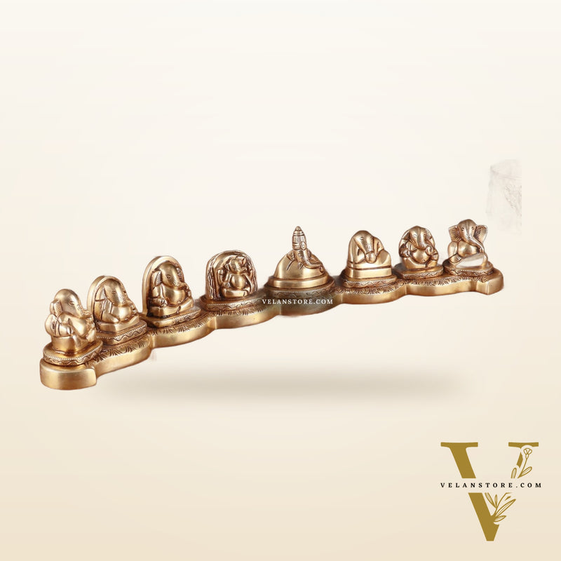 Pure Brass Ashtavinayaka – Eight Forms of Lord Ganesha Idols, 3 inch height