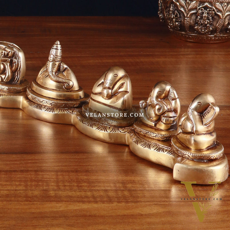 Pure Brass Ashtavinayaka – Eight Forms of Lord Ganesha Idols, 3 inch height